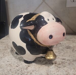 Cow Piggy Bank with Bell